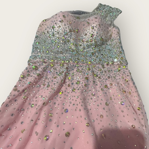 Tony Bowls Le Gala Style Gown Pink Prom Pageant Formal Dress Gems Shiny Fairy 2 - Picture 15 of 16
